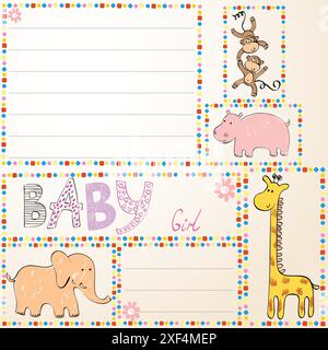 Piccoli animali. Illustrazione vettoriale disegnata a mano. Scrapbooking Illustrazione Vettoriale