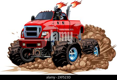 Monster Truck dei cartoni animati. Disponibile EPS-10 separato da gruppi e livelli con effetti di trasparenza per il ricoloramento con un solo clic Illustrazione Vettoriale