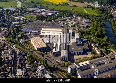 Vista aerea, SSK von Schaewen Wetter GmbH, società di lavorazione dei metalli sul fiume Ruhr, Wetter, regione della Ruhr, Renania settentrionale-Vestfalia, Germania, foto aerea Foto Stock