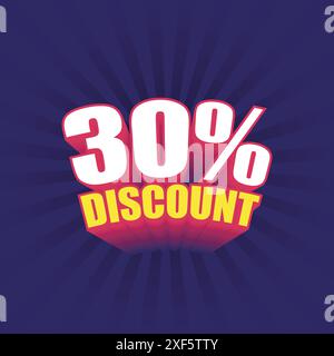 Sconto del 30% sul banner e sul poster per lo sconto aziendale del Black Friday. Grande etichetta di vendita, adesivo, etichetta, francobollo. Design modello offerta speciale. 30 percento Illustrazione Vettoriale