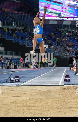 Larissa Iapichino (Italia), medaglia d'argento al salto lungo femminile ai Campionati europei di atletica leggera Roma 2024, Stadio Olimpico, Roma, Italia Foto Stock