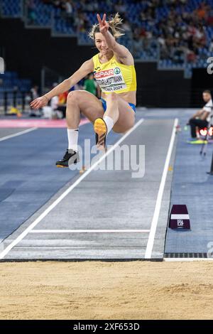 Alina Rotaru-Kottmann (Romania) durante la finale di salto lungo femminile dei Campionati europei di atletica leggera Roma 2024, Roma, Lazio, Italia Foto Stock