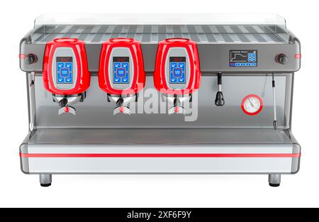 Macchina per caffè professionale, macchina per caffè espresso. Rendering 3D isolato su sfondo bianco Foto Stock