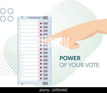 Potere delle elezioni - premendo il pulsante sulla macchina di voto elettronica - illustrazione di scorta come file EPS 10 Illustrazione Vettoriale