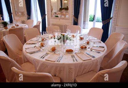 La sala delle cene di gala, Palacio de Miramar, San Sebastian, Gipuzkoa, Euskadi, Spagna Foto Stock