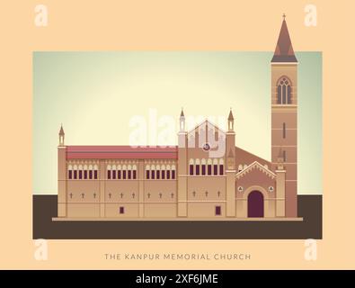 Kanpur Memorial Church - Kanpur City, Uttar Pradesh - Stock Illustration as EPS 10 file Illustrazione Vettoriale