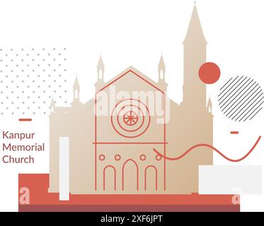 Kanpur Memorial Church - Kanpur City, Uttar Pradesh - Stock Illustration as EPS 10 file Illustrazione Vettoriale