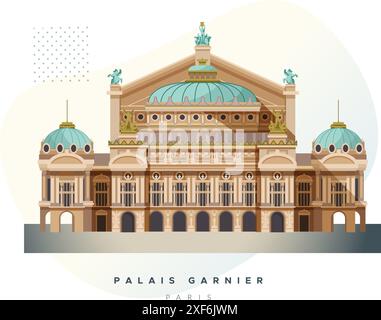 Palais Garnier - Landmark Opera House - Parigi Francia Stock Illustrationas EPS 10 file Illustrazione Vettoriale