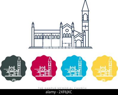 Kanpur Memorial Church - Kanpur City, Uttar Pradesh - Stock Illustration as EPS 10 file Illustrazione Vettoriale