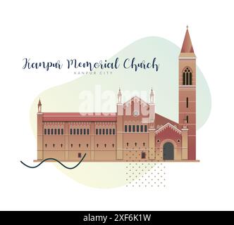 Kanpur Memorial Church - Kanpur City, Uttar Pradesh - Stock Illustration as EPS 10 file Illustrazione Vettoriale