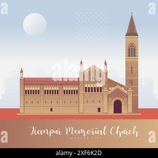 Kanpur Memorial Church - Kanpur City, Uttar Pradesh - Stock Illustration as EPS 10 file Illustrazione Vettoriale