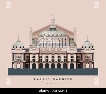 Palais Garnier - Landmark Opera House - Parigi Francia Stock Illustrationas EPS 10 file Illustrazione Vettoriale