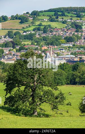 Vista di Ebley, Cashes Green & Westrip nelle valli Stroud, Gloucestershire, Inghilterra, Regno Unito Foto Stock