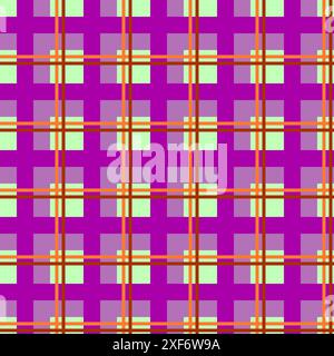 Motivo geometrico senza cuciture a quadri rosa. Motivo di stampa in tessuto isolato di colore verde a scacchi. Illustrazione vettoriale sullo sfondo Illustrazione Vettoriale