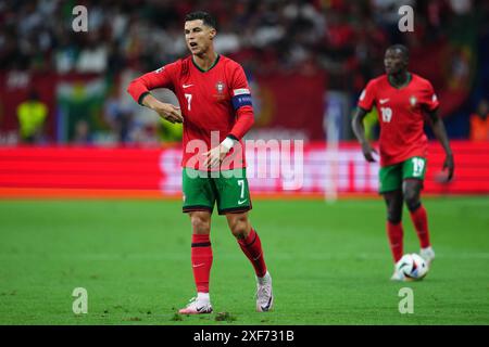 Francoforte, Germania. 1 luglio 2024. Cristiano Ronaldo del Portogallo durante la partita di UEFA Euro 2024 tra Portogallo e Slovenia, turno dei 16, giocata all'Arena di Francoforte il 1° luglio 2024 a Francoforte, Germania. (Foto di Bagu Blanco/PRESSINPHOTO) credito: PRESSINPHOTO SPORTS AGENCY/Alamy Live News credito: PRESSINPHOTO SPORTS AGENCY/Alamy Live News Foto Stock