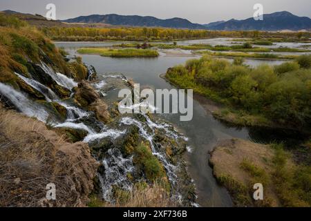 USA, Idaho. Cascate di Fall Creek sul fiume South Fork Snake Foto Stock