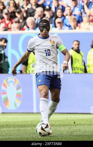 Dusseldorf, Germania. 1 luglio 2024. Kylian Mbappe, francese, raffigurato in azione durante una partita di calcio tra la Francia e la nazionale belga di calcio Red Devils, lunedì 01 luglio 2024 a Dusseldorf, Germania, la partita dei sedici round dei campionati europei UEFA Euro 2024. BELGA PHOTO BRUNO FAHY credito: Belga News Agency/Alamy Live News Foto Stock