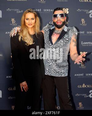 Franziska Czurratis Jenice, Harald Gloeoeckler bei Harald Gloeoeckler Fashion Night im Loretta am Wannsee, Berlino. *** Franziska Czurratis Jenice , Harald Gloeoeckler alla Harald Gloeoeckler Fashion Night a Loretta am Wannsee, Berlino Foto Stock