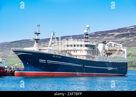 Akureyri Iceland, 31 maggio 2023: Peschereccio pelagico Beitir nel porto di Akureyri Foto Stock