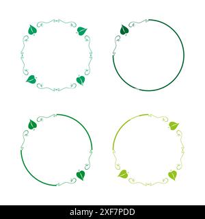 Icone del riquadro delle lamelle. Cerchi decorativi verdi. Elegante design naturale. Illustrazione vettoriale. Illustrazione Vettoriale