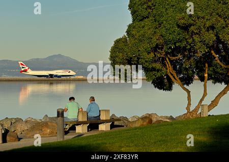 Avvistamento di aerei sul lungomare, Burlingame CA Foto Stock