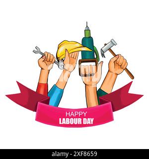 Design della scheda per poster della giornata lavorativa felice Illustrazione Vettoriale