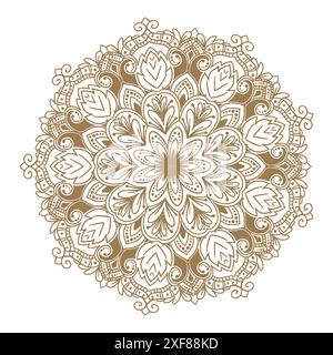 Mandala decorativo di colore marrone su sfondo bianco Illustrazione Vettoriale