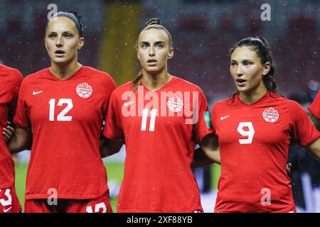 Vivianne Bessette, Kaila Novak e Miya Grant del Canada durante la partita di Coppa del mondo femminile FIFA U-20 Costa Rica Canada contro Corea il 10 agosto 2022 Foto Stock