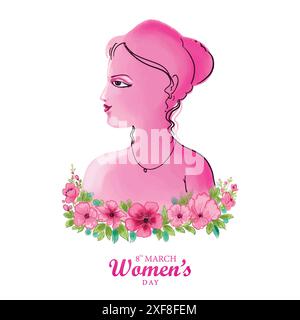 Bellissimo giorno delle donne 8 marzo biglietto di auguri sullo sfondo Illustrazione Vettoriale