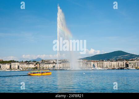 Geografia / viaggi, Jet d'eau, punto di riferimento del bassin di Ginevra, Canton Ginevra, USO NON ESCLUSIVO PER BIGLIETTI-AUGURI-BIGLIETTI-CARTOLINE-CARTOLINE-USO Foto Stock