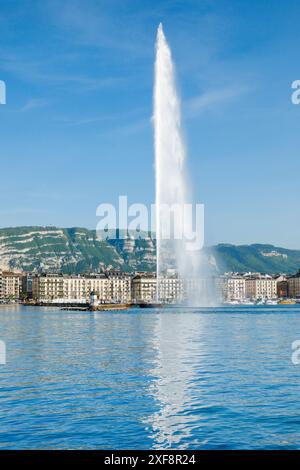 Geografia / viaggi, Jet d'eau, punto di riferimento del bassin di Ginevra, Canton Ginevra, USO NON ESCLUSIVO PER BIGLIETTI-AUGURI-BIGLIETTI-CARTOLINE-CARTOLINE-USO Foto Stock