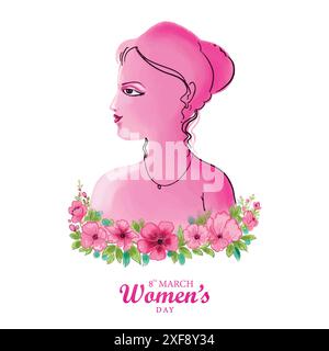 Bellissimo giorno delle donne 8 marzo biglietto di auguri sullo sfondo Illustrazione Vettoriale