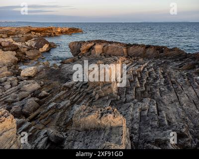 Cava di arenaria tradizionale, S Estalella, Llucmajor, Mallorca, Isole Baleari, Spagna Foto Stock