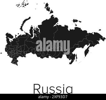 Russia Map Vector Illustration - Silhouette, Outline, Russia Travel and Tourism Map Stock Vector