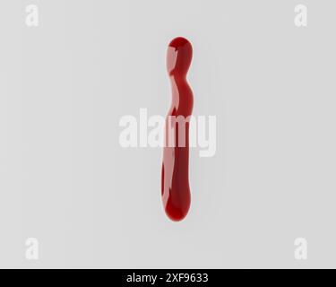 Lettere fatte di sangue rosso come liquido. illustrazione 3d dell'alfabeto rosso isolato su sfondo bianco Foto Stock