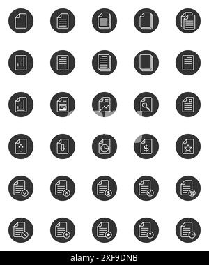 Set di icone documento e file. Icona carta. Illustrazione vettoriale piatta. Illustrazione Vettoriale