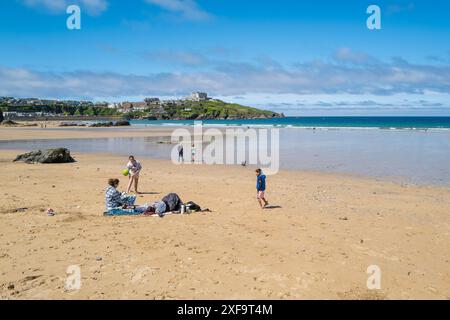 Great GT Western Beach a Newquay in Cornovaglia nel Regno Unito. Foto Stock