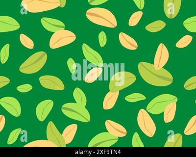 Pistacchi senza cuciture. Sfondo con noci verdi, pistacchi e arachidi in stile minimalista. Design per involucri, copertine, sfondi e Ban Illustrazione Vettoriale