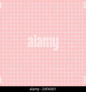 Motivo a scacchi del pastello disegnato a mano vettoriale. Trama geometrica con pennello bianco rosa rosa grunge a quadri. Linee di intersezione matita. Schema astratto Illustrazione Vettoriale