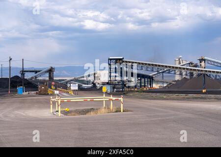 Trasportatori per la movimentazione del carbone presso il Savage Energy Terminal, un impianto di trasferimento del carbone a Price, Utah. Foto Stock