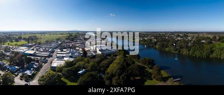 Panorama aereo del fiume Macleay a Kempsey Mid North Coast New South Wales Australia. Foto Stock