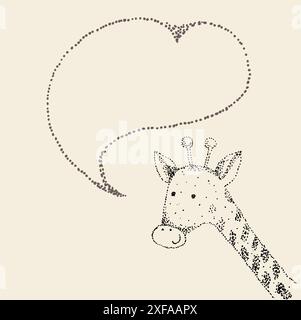Cartoni animati baby giraffe. Illustrazione vettoriale disegnata a mano. Illustrazione Vettoriale