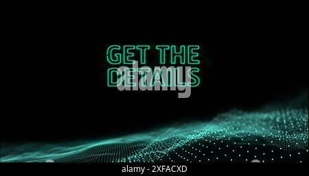 Immagine di Get the details text and data processing over green mesh Foto Stock