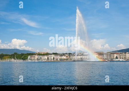 Geografia / viaggi, Svizzera, Jet d'Eau simbolo del bacino di Ginevra, Canton Ginevra, USO NON ESCLUSIVO PER BIGLIETTI-AUGURI-BIGLIETTI-CARTOLINE-CARTOLINE-USO Foto Stock