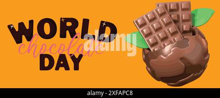 Giornata mondiale del cioccolato. Concetto Vector Chocolate Bar. Illustrazione Vettoriale