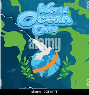 Giornata mondiale degli oceani. Salviamo i nostri oceani. Illustrazione vettoriale. Illustrazione Vettoriale