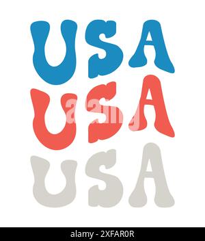 Caratteri Vector retro cartoon Groovy USA Illustrazione Vettoriale