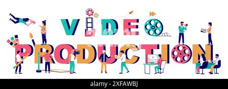 Illustrazione vettoriale del modello di sfondo del poster di produzione video Illustrazione Vettoriale