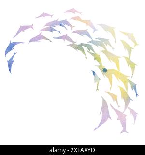 silhouette ad acquerello del delfino. Foto Stock