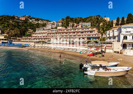 Geografia / viaggi, Italia, Sicilia, Taormina, Mazzaro con Isola bella, ULTERIORI DIRITTI-CLEARANCE-INFO-NON-DISPONIBILI Foto Stock